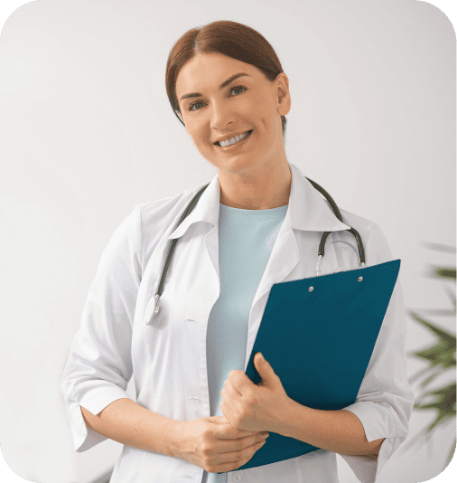 Female doctor helping a patient with weight loss