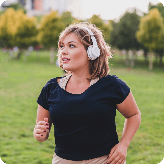 Woman jogging after using Tirzepatide Oral.